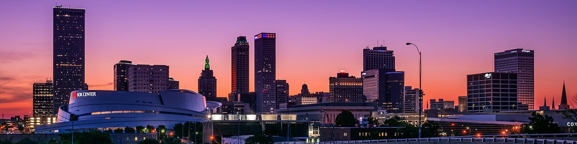 The Tulsa skyline at sunset