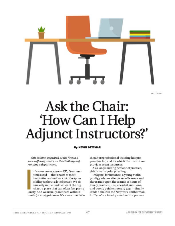 Ask the Chair: "How Can I Help Adjunct Instructors?"