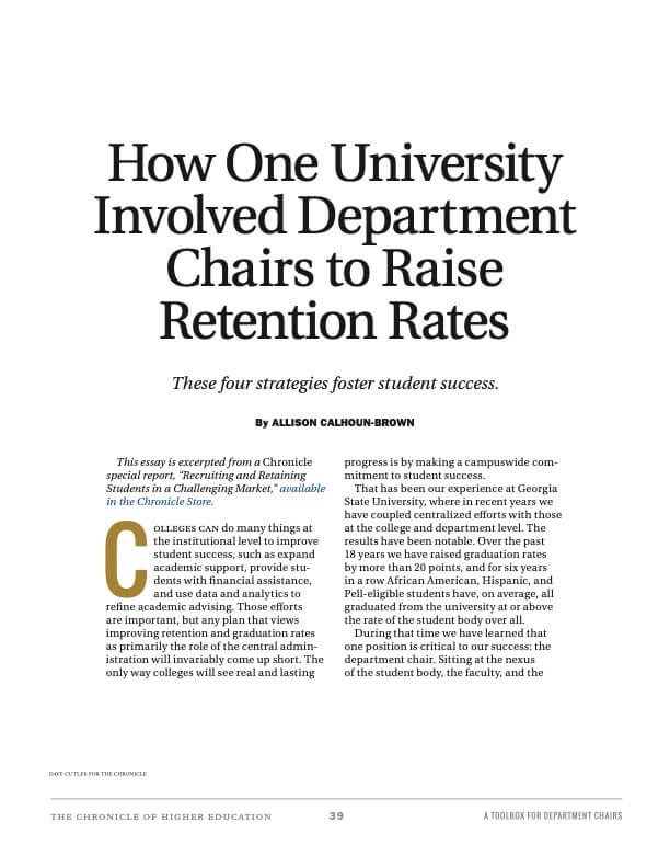 How One University Involved Department Chairs to Raise Retention Rates