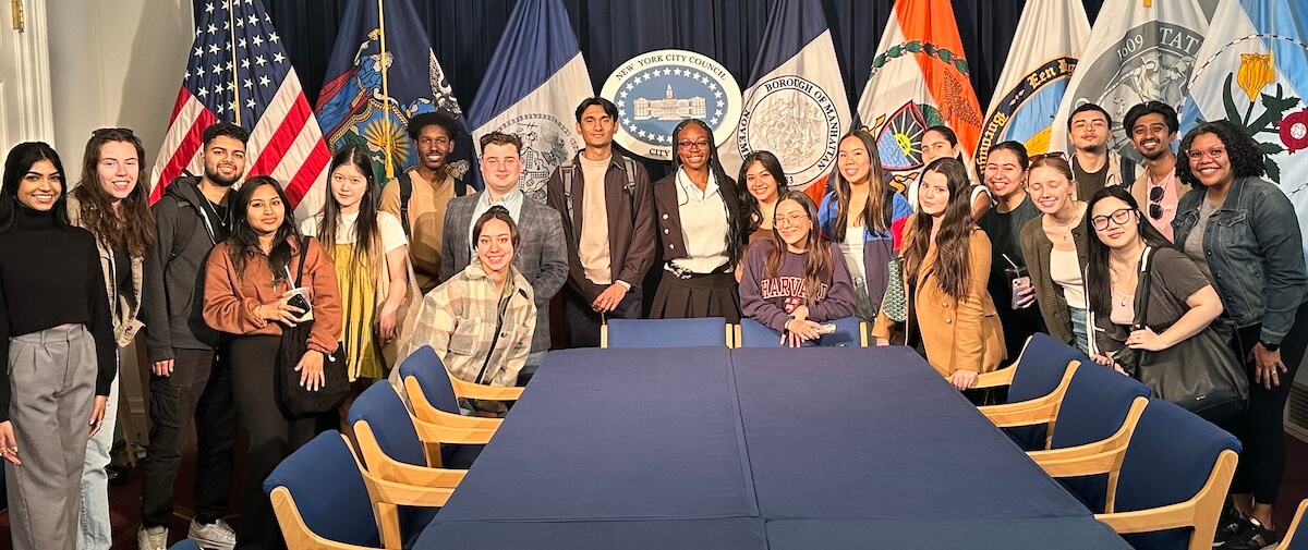 Judy Pryor-Ramirez and her students at New York City Hall for a guest lecture by city council staffers