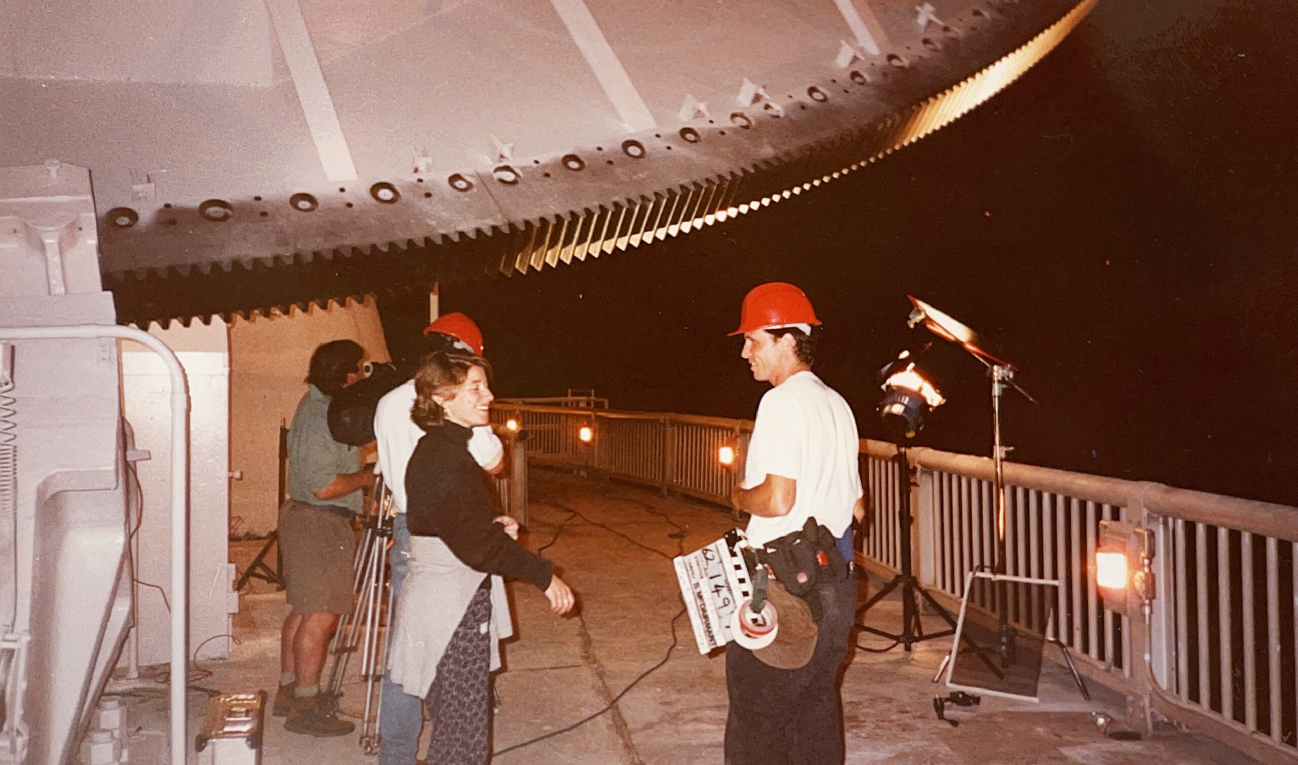 Sharon Kay working on a documentary about radio astronomy and SETI